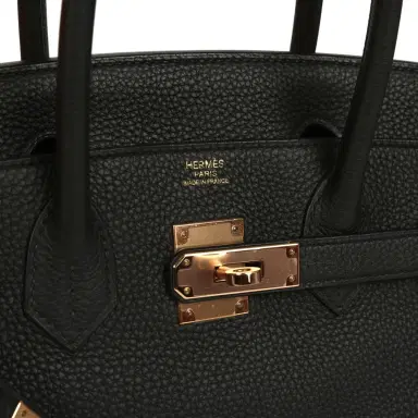 HERMÈS Pre-owned Hermes Birkin 30 Black Togo Rose Gold Hardware | Thumbnail 7