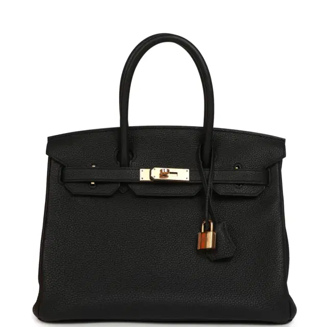 HERMÈS Pre-owned Hermes Birkin 30 Black Togo Rose Gold Hardware