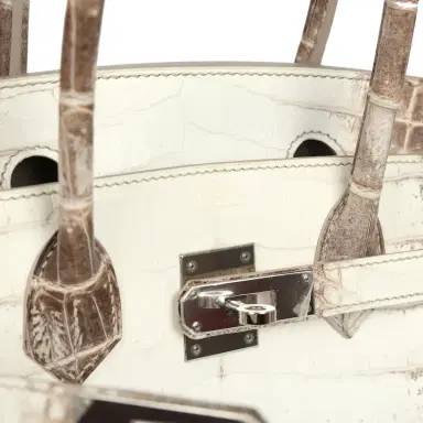 HERMÈS Pre-owned Hermes Birkin 30 Himalaya Niloticus Crocodile Palladium Hardware | Thumbnail 7