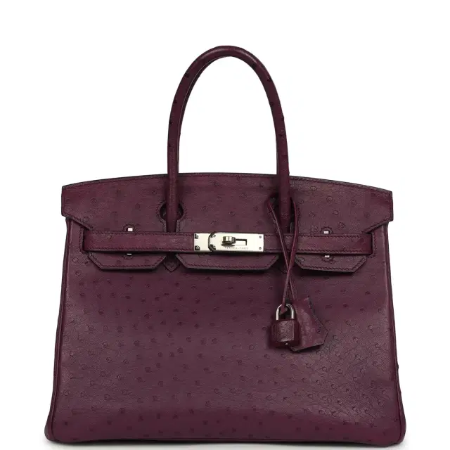 HERMÈS Pre-owned Hermes Birkin 30 Violet Ostrich Palladium Hardware