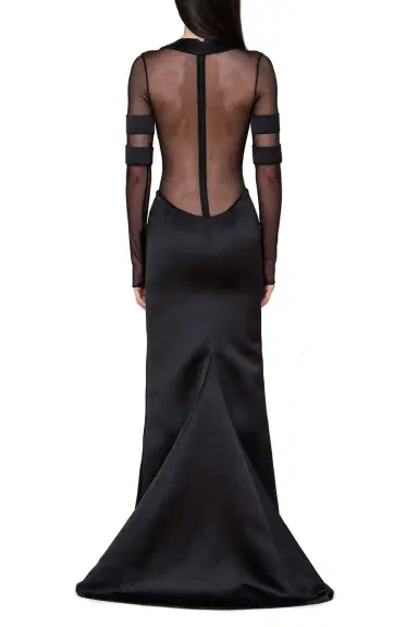 LaQuan Smith Scoop Neck Gown with Satin Trim | Thumbnail 2
