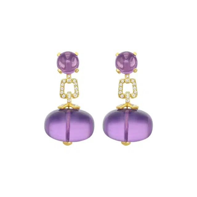 GOSHWARA Goshwara Beyond 18K Yellow Gold Amethyst & Diamond Drop Earrings by The Solist