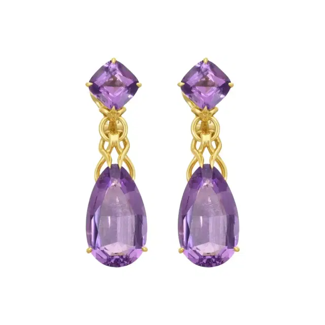 GOSHWARA Goshwara G-One 18K Yellow Gold Amethyst Earrings by The Solist