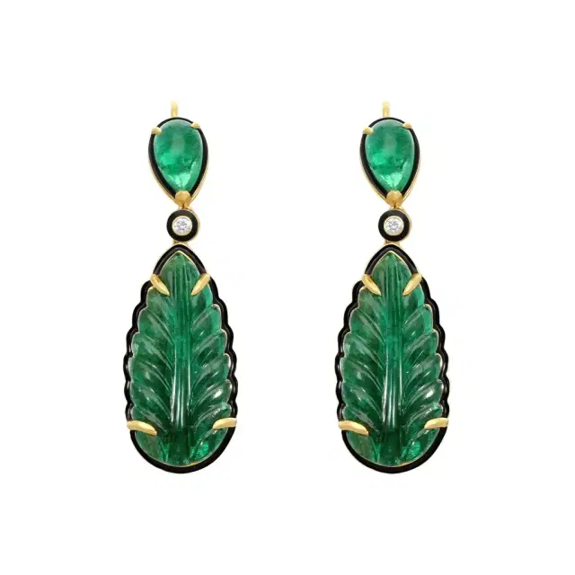 GOSHWARA Goshwara G-One 18K Yellow Gold Emerald & Diamond Drop Earrings by The Solist