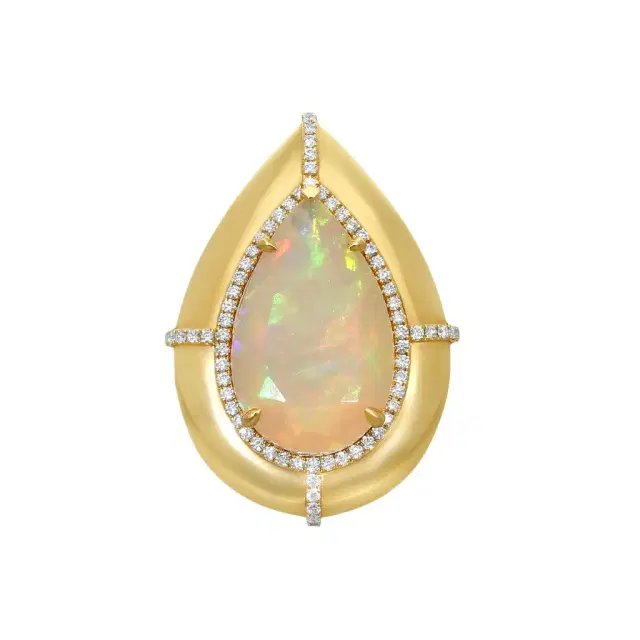 GOSHWARA Goshwara G-One 18K Yellow Gold Opal & Diamond Ring Sz. 6.5 by The Solist