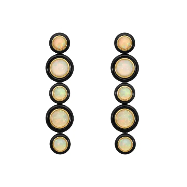 GOSHWARA Goshwara G-One 18K Yellow Gold Opal & Onyx Drop Earrings by The Solist