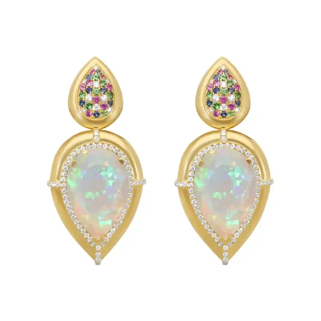 GOSHWARA Goshwara G-One 18K Yellow Gold Opal Multi-Gemstone Earrings by The Solist