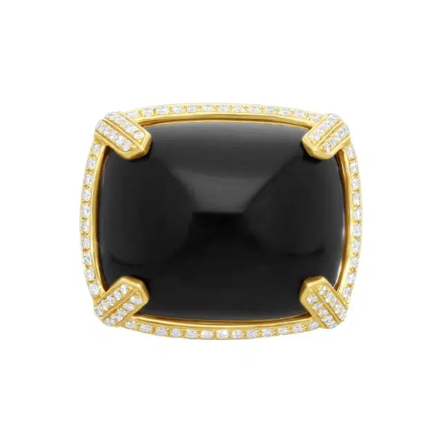 GOSHWARA Goshwara Rock N Roll 18K Yellow Gold Onyx & Diamond Ring Sz. 7 by The Solist