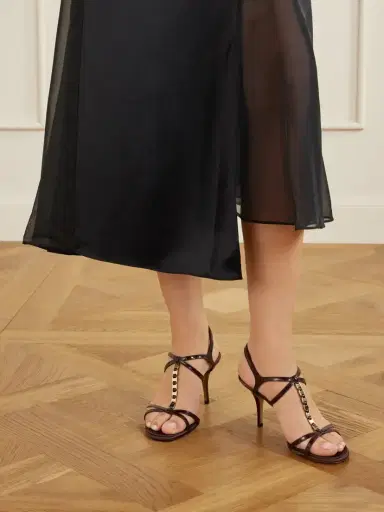 Ferragamo Tiane 70 Embellished Croc-effect Leather Sandals | Thumbnail 2