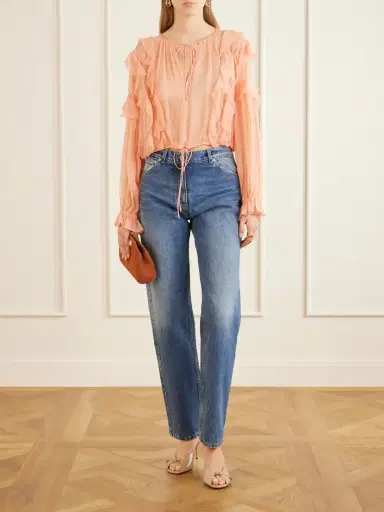 Ulla Johnson Delfina Cropped Ruffled Silk-crepon Blouse | Thumbnail 2 Ulla Johnson Delfina Cropped Ruffled Silk-crepon Blouse | Thumbnail 2