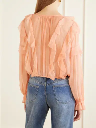 Ulla Johnson Delfina Cropped Ruffled Silk-crepon Blouse | Thumbnail 3 Ulla Johnson Delfina Cropped Ruffled Silk-crepon Blouse | Thumbnail 3