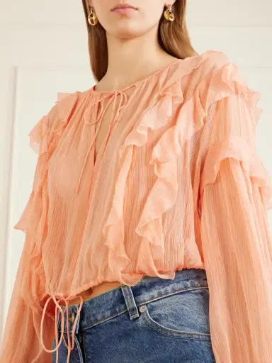 Ulla Johnson Delfina Cropped Ruffled Silk-crepon Blouse | Thumbnail 4 Ulla Johnson Delfina Cropped Ruffled Silk-crepon Blouse | Thumbnail 4