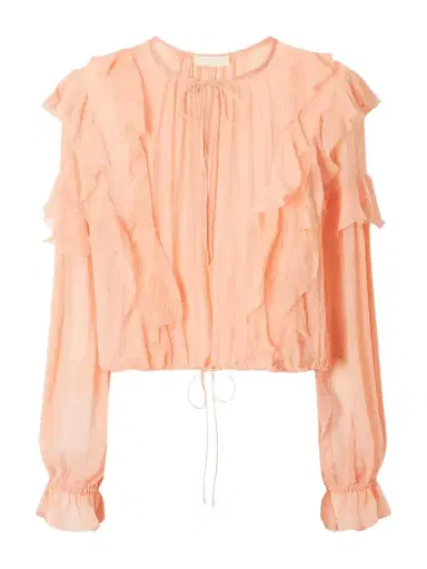 Ulla Johnson Delfina Cropped Ruffled Silk-crepon Blouse | Thumbnail 1 Ulla Johnson Delfina Cropped Ruffled Silk-crepon Blouse | Thumbnail 1