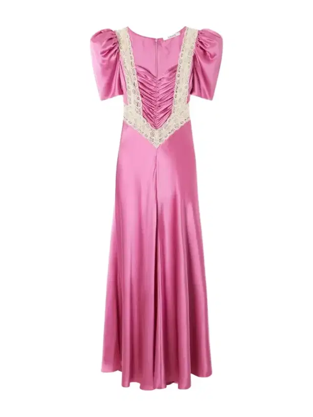 Rodarte Ruched Embroidered Lace-trimmed Silk-twill Maxi Dress