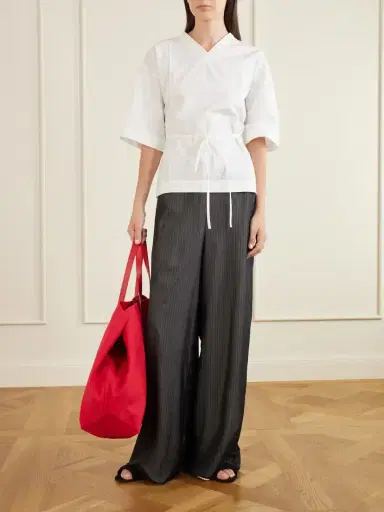 Kallmeyer Cairo Striped Silk And Cotton-poplin Wide-leg Pants | Thumbnail 2 Kallmeyer Cairo Striped Silk And Cotton-poplin Wide-leg Pants | Thumbnail 2