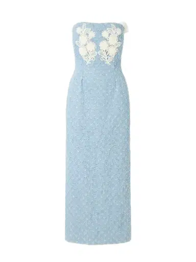 Rodarte Appliquéd Sequin-embellished Lace-trimmed Denim Midi Dress | Thumbnail 1