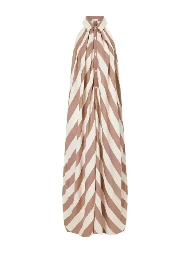 Marrakshi Life Striped Cotton-poplin Halterneck Maxi Dress