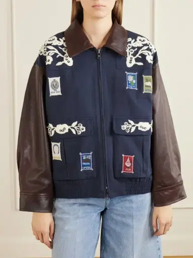 Sea Georgie Embroidered Cotton-canvas And Leather Jacket | Thumbnail 3