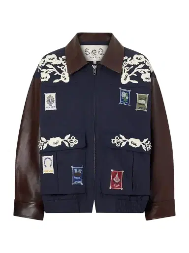 Sea Georgie Embroidered Cotton-canvas And Leather Jacket | Thumbnail 1