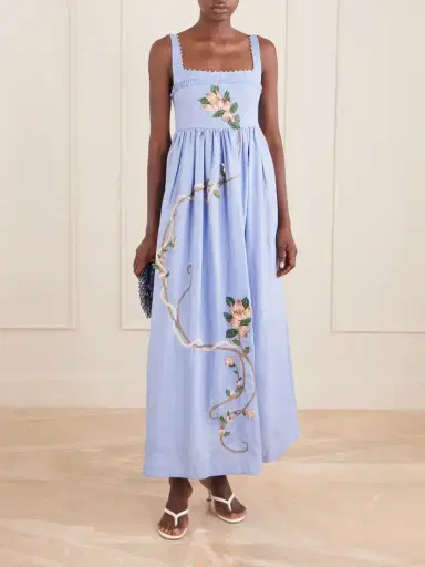 Agua by Agua Bendita Barbara Navegante Embellished Appliquéd Linen Maxi Dress | Thumbnail 2
