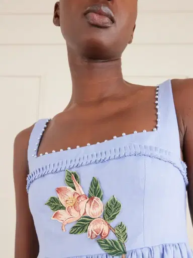 Agua by Agua Bendita Barbara Navegante Embellished Appliquéd Linen Maxi Dress | Thumbnail 4