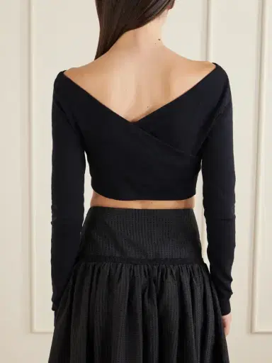 Alaïa Cropped Cotton-blend Crepe Top | Thumbnail 3 Alaïa Cropped Cotton-blend Crepe Top | Thumbnail 3