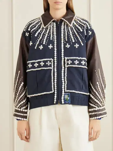 Sea Georgie Button-embellished Cotton-canvas And Leather Jacket | Thumbnail 3