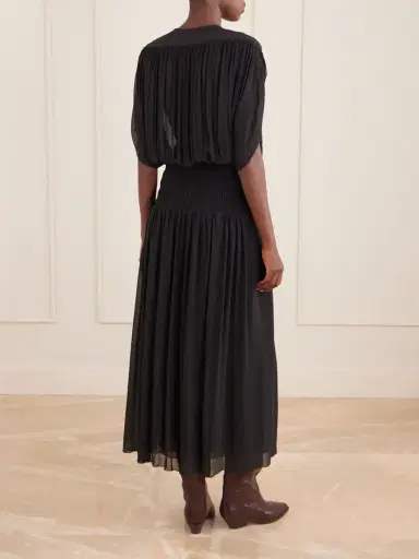 Isabel Marant Nesrine Bead-embellished Pleated Smocked Silk Maxi Dress | Thumbnail 3 Isabel Marant Nesrine Bead-embellished Pleated Smocked Silk Maxi Dress | Thumbnail 3