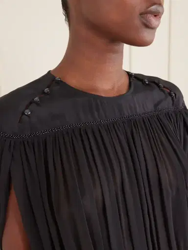 Isabel Marant Nesrine Bead-embellished Pleated Smocked Silk Maxi Dress | Thumbnail 4 Isabel Marant Nesrine Bead-embellished Pleated Smocked Silk Maxi Dress | Thumbnail 4