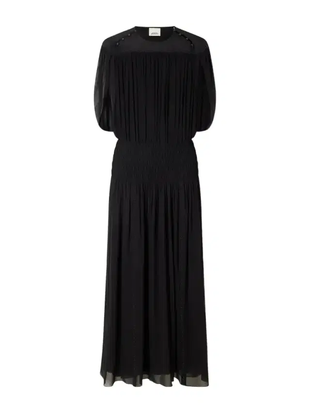Isabel Marant Nesrine Bead-embellished Pleated Smocked Silk Maxi Dress