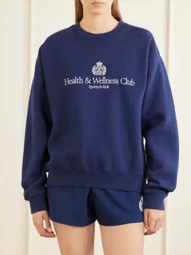 Sporty & Rich Logo-embroidered Cotton-jersey Sweatshirt | Thumbnail 3
