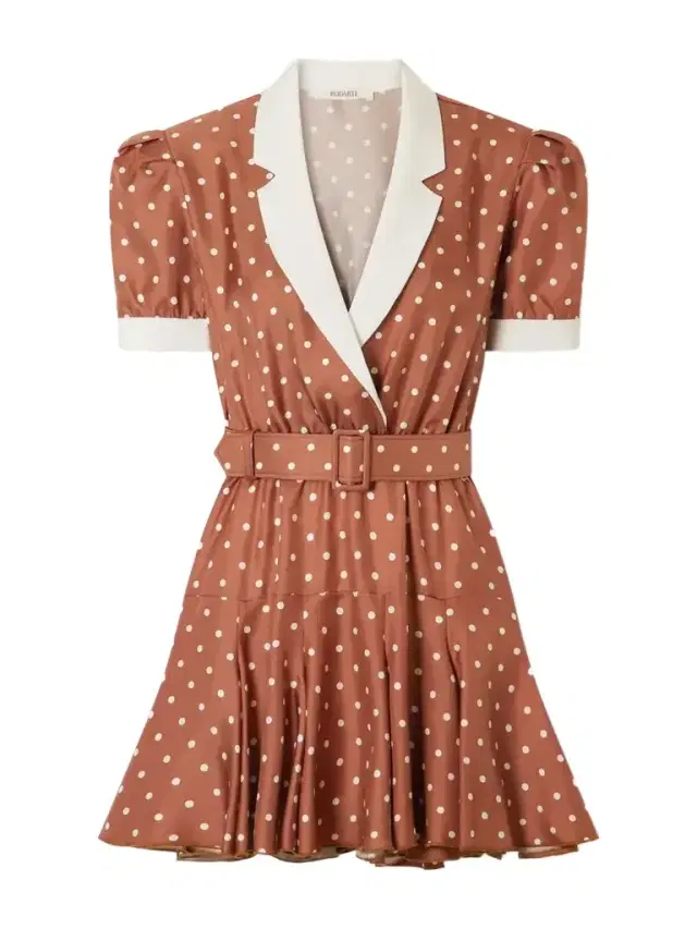 Rodarte Belted Polka-dot Silk Midi Dress