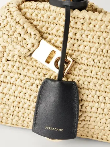 Ferragamo Hug Leather-trimmed Raffia Mini Shoulder Bag | Thumbnail 5