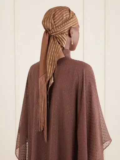 Taller Marmo Casablanca Fringed Lurex Fil Coupé Silk-blend Chiffon Scarf | Thumbnail 2