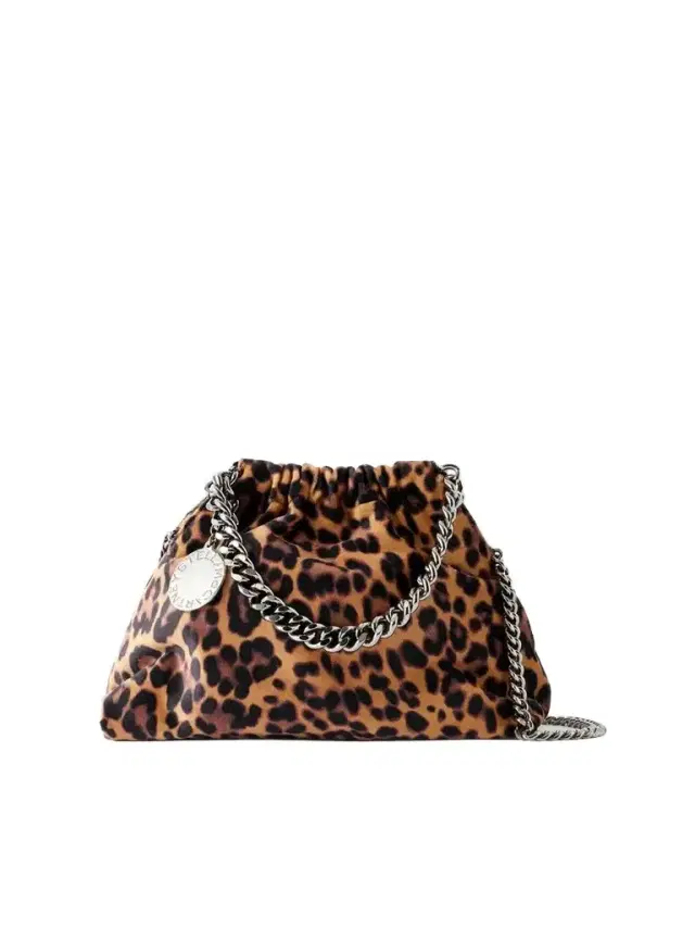 Stella McCartney Falabella Mini Leopard-print Velvet Drawstring Bag