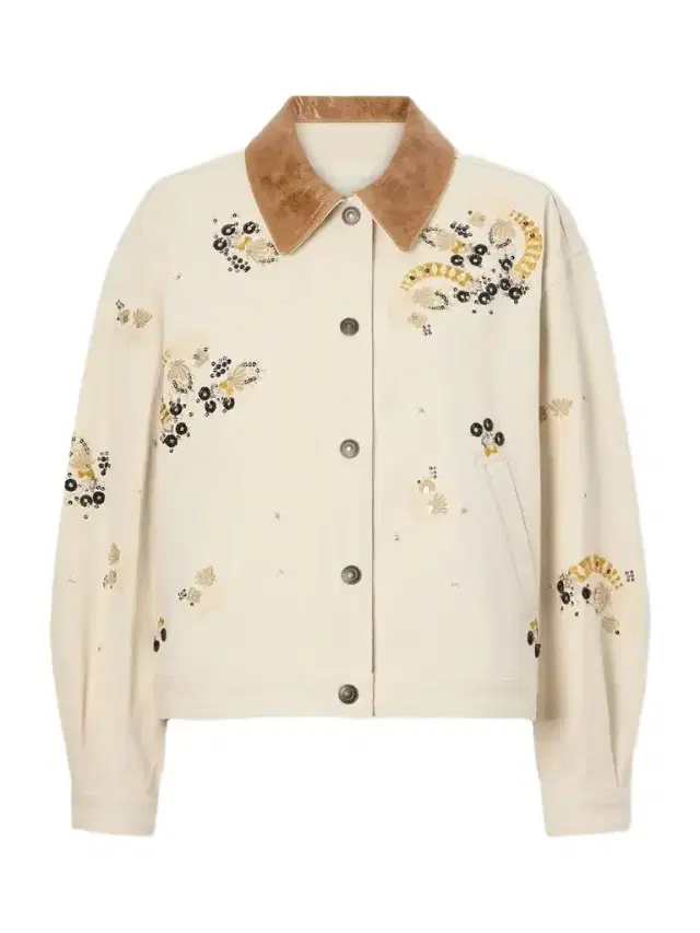 Isabel Marant Lavine Embroidered Leather-trimmed Cotton Jacket
