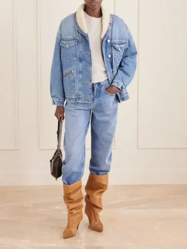 Isabel Marant Pimia Plush-trimmed Denim Jacket | Thumbnail 2