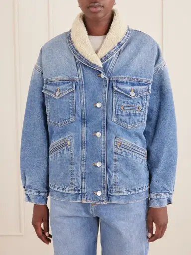 Isabel Marant Pimia Plush-trimmed Denim Jacket | Thumbnail 3