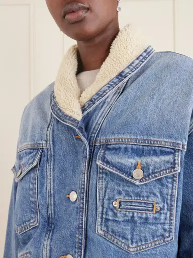 Isabel Marant Pimia Plush-trimmed Denim Jacket | Thumbnail 5