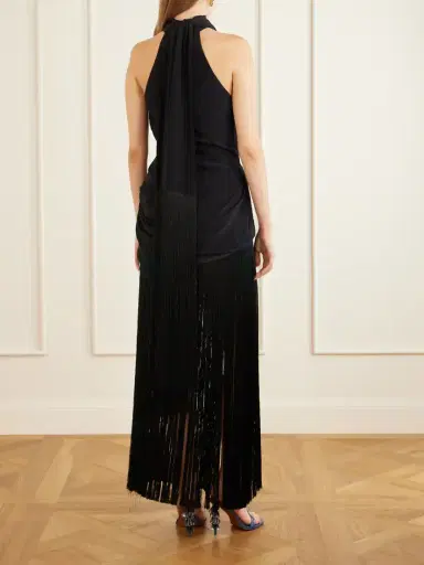 Cult Gaia Noosha Fringed Silk Halterneck Maxi Dress | Thumbnail 3