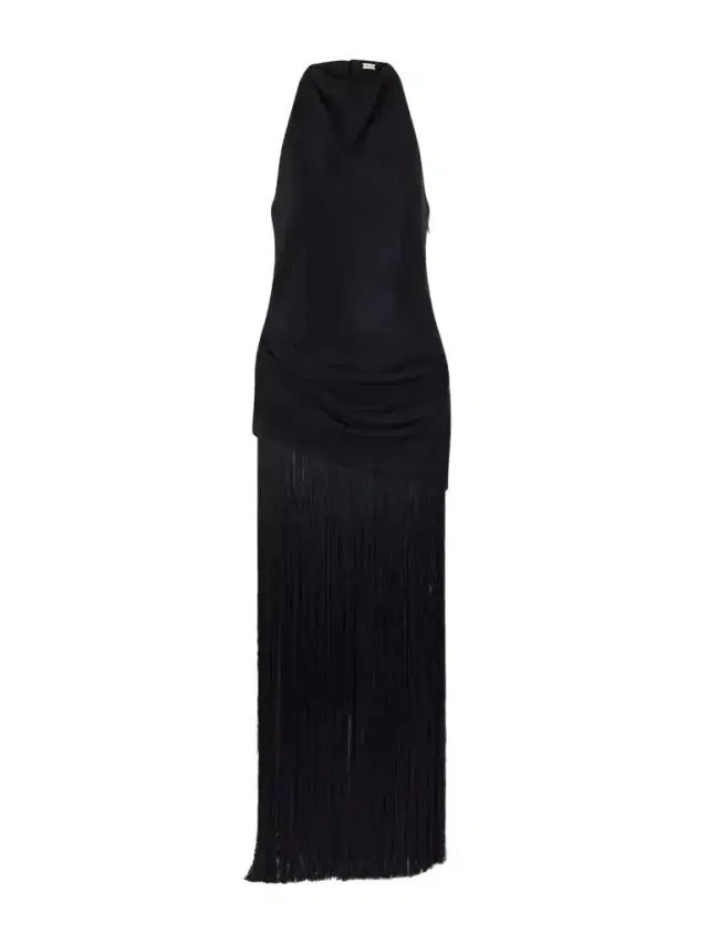 Cult Gaia Noosha Fringed Silk Halterneck Maxi Dress