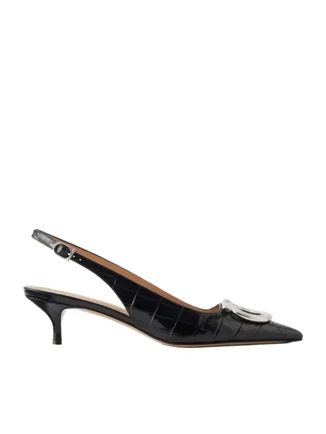 Ferragamo Sara 40 Embellished Croc-effect Leather Slingback Pumps