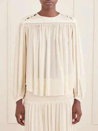 Isabel Marant Nuna Embellished Gathered Silk Blouse | Thumbnail 3