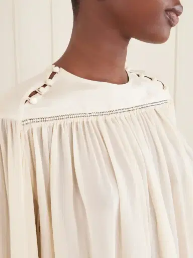 Isabel Marant Nuna Embellished Gathered Silk Blouse | Thumbnail 5