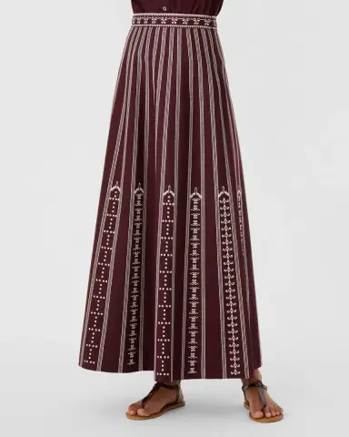 Emporio Sirenuse Camille Skirt with Greek Mask Embroidery | Thumbnail 3