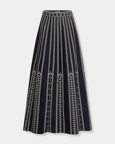 Emporio Sirenuse Camille Skirt with Greek Mask Embroidery | Thumbnail 6
