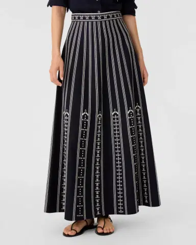 Emporio Sirenuse Camille Skirt with Greek Mask Embroidery | Thumbnail 8