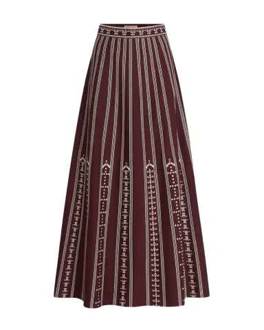 Emporio Sirenuse Camille Skirt with Greek Mask Embroidery | Thumbnail 1