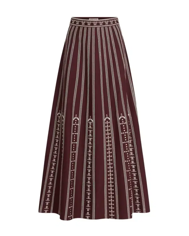 Emporio Sirenuse Camille Skirt with Greek Mask Embroidery