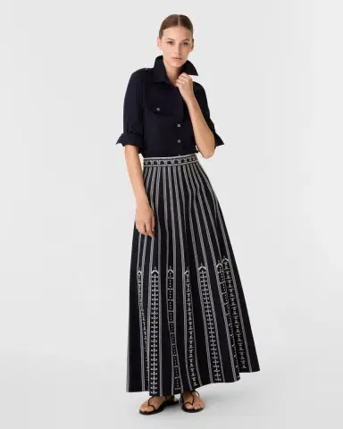 Emporio Sirenuse Camille Skirt with Greek Mask Embroidery | Thumbnail 2
